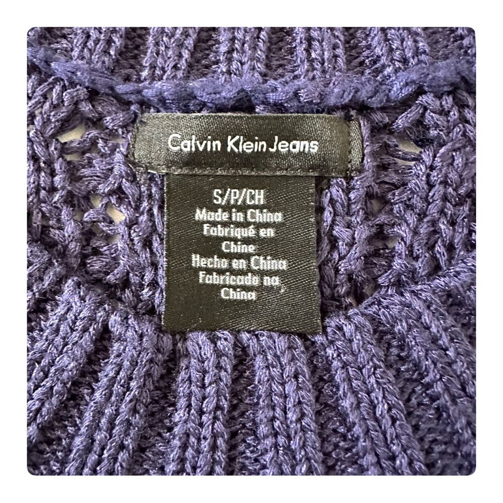 ★ NWT Calvin Klein Jeans Women's Core Texture Mixed Crew Sweater - Navy Blue ★ - Picture 7 of 17